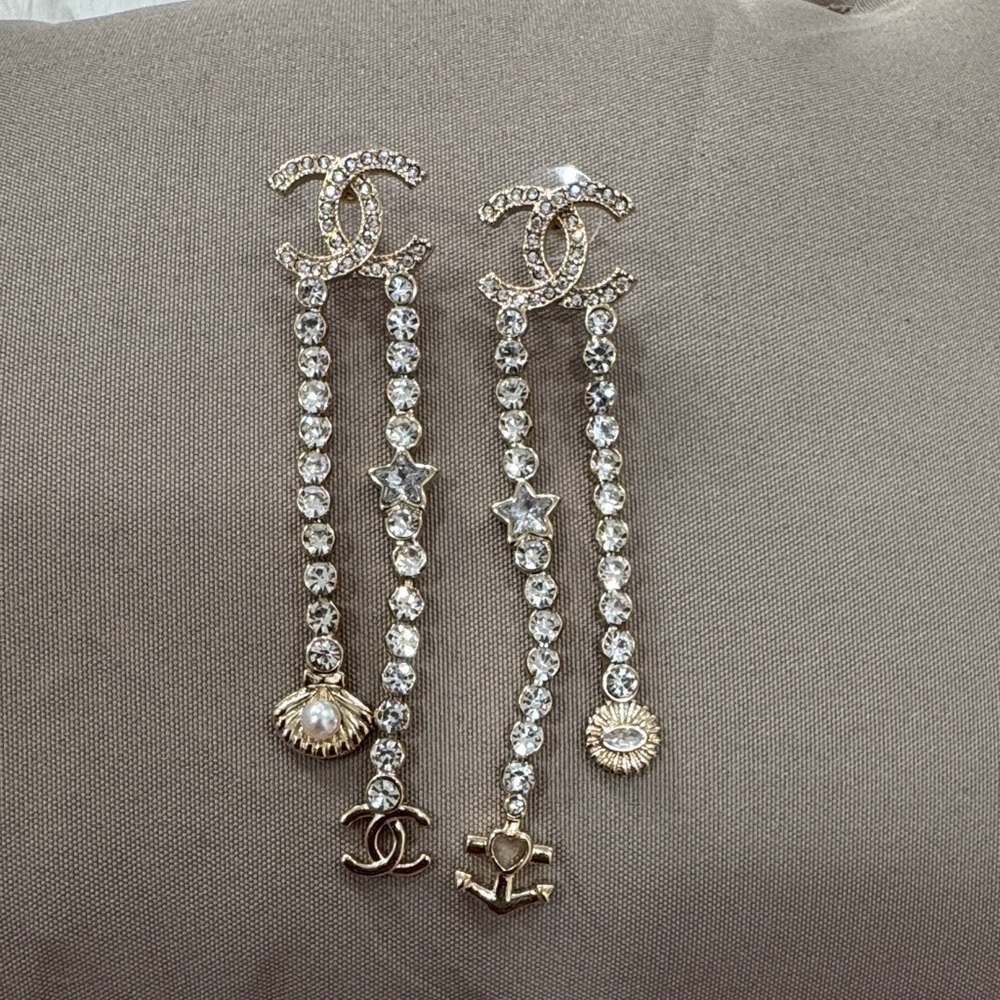 Gold and Silver Crystal Drop Earrings